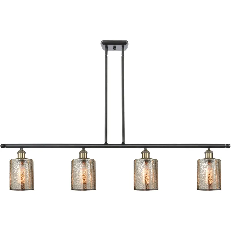Ballston Cobbleskill LED 48 inch Black Antique Brass Island Light Ceiling Light in Mercury Glass, Ballston