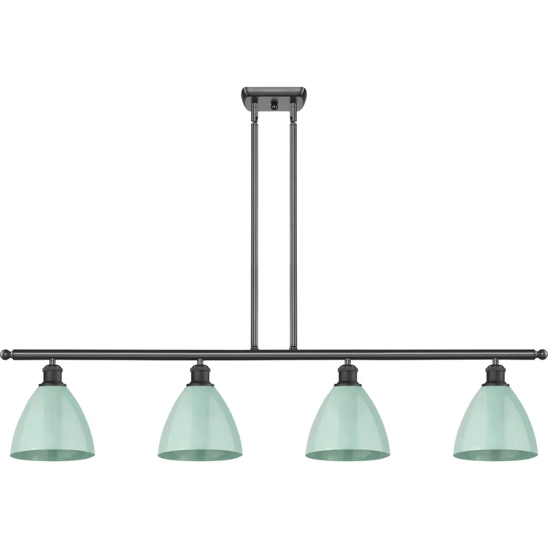 Ballston Plymouth Dome LED 48 inch Matte Black Island Light Ceiling Light in Matte Seafoam