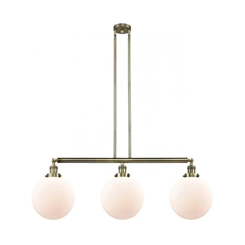 Franklin Restoration X-Large Beacon LED 42 inch Antique Brass Island Light Ceiling Light in Matte White Glass, Franklin Restoration