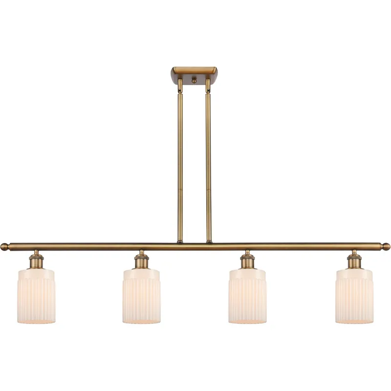 Ballston Hadley LED 48 inch Brushed Brass Island Light Ceiling Light in Matte White Glass, Ballston