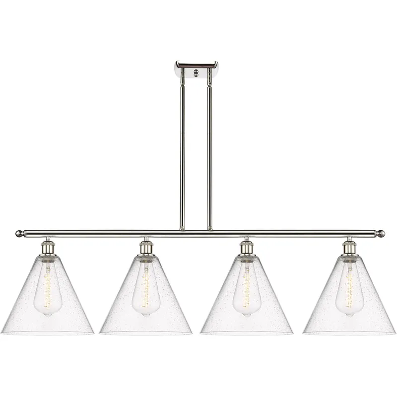 Ballston Ballston Cone LED 50.25 inch Polished Nickel Island Light Ceiling Light in Seedy Glass