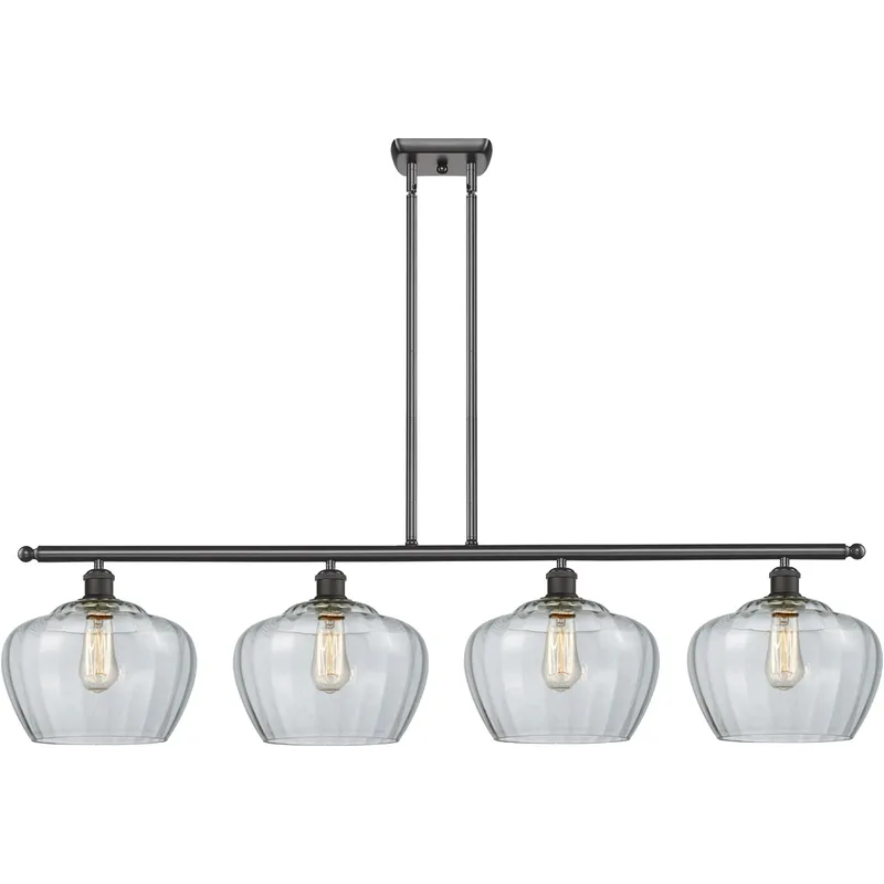 Ballston Large Fenton LED 48 inch Oil Rubbed Bronze Island Light Ceiling Light in Clear Glass, Ballston