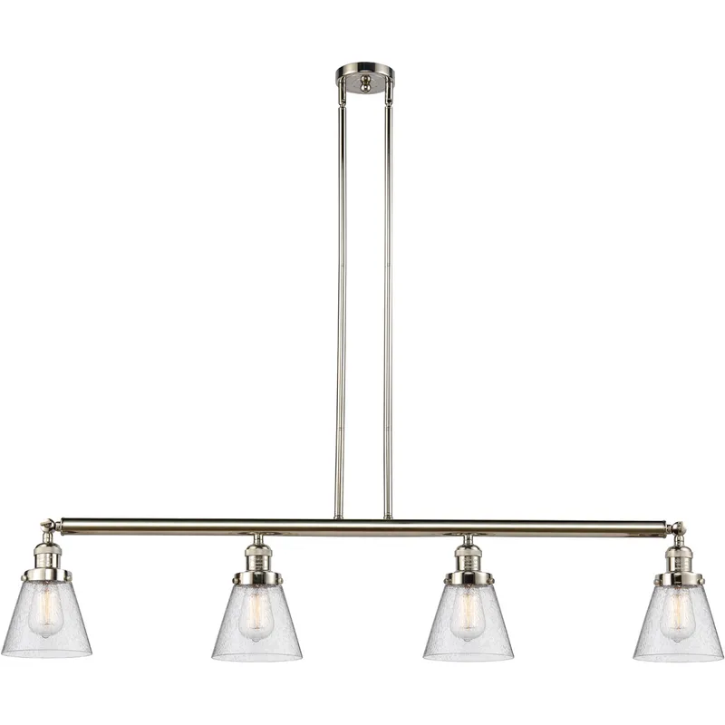 Franklin Restoration Small Cone LED 50.88 inch Polished Nickel Island Light Ceiling Light in Seedy Glass, Franklin Restoration