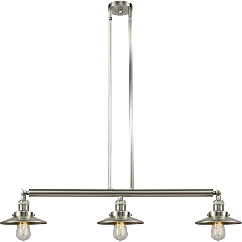Franklin Restoration Railroad LED 41 inch Brushed Satin Nickel Island Light Ceiling Light, Franklin Restoration