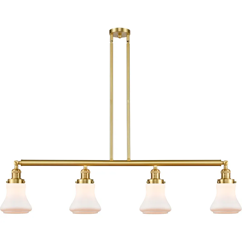 Franklin Restoration Bellmont 4 Light 50.88 inch Antique Brass Island Light Ceiling Light in Matte White Glass, Franklin Restoration