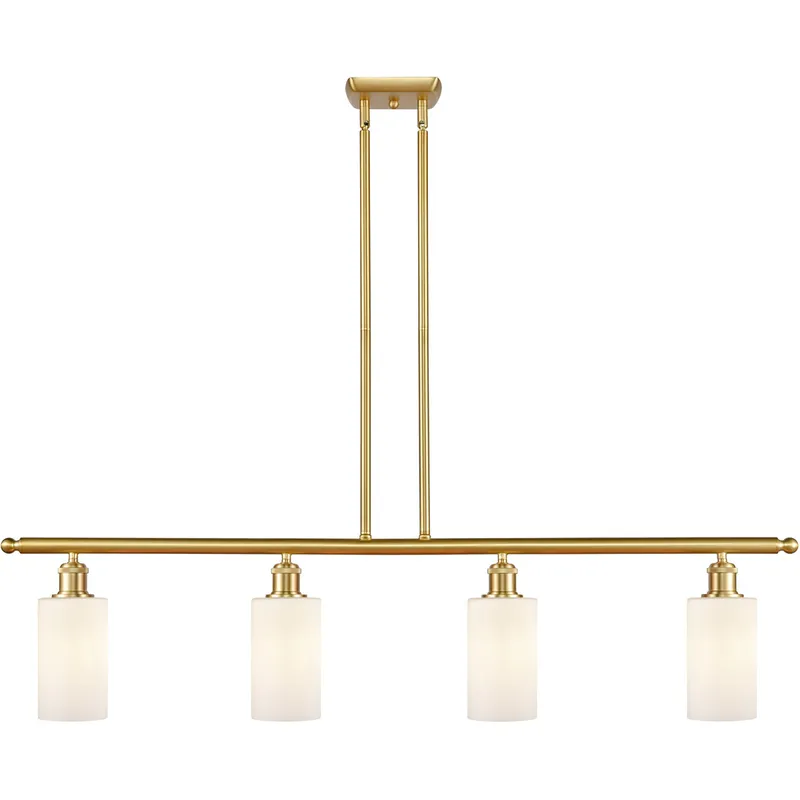 Ballston Clymer LED 48 inch Satin Gold Island Light Ceiling Light in Matte White Glass, Ballston