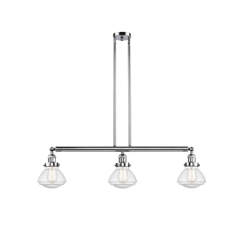 Franklin Restoration Olean LED 39 inch Polished Chrome Island Light Ceiling Light in Seedy Glass, Franklin Restoration