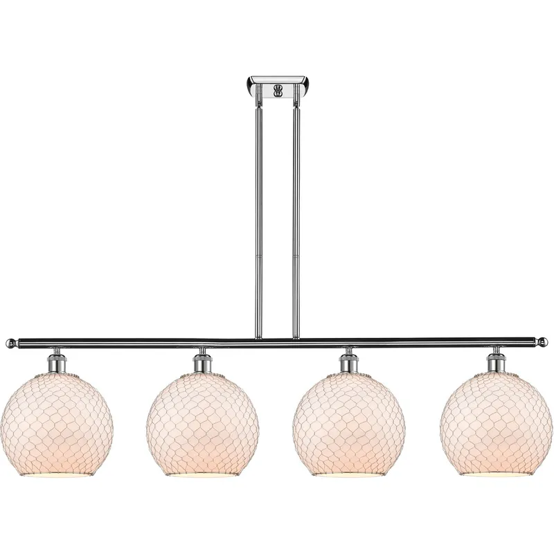 Ballston Large Farmhouse Chicken Wire 4 Light 48 inch Polished Chrome Island Light Ceiling Light, Ballston