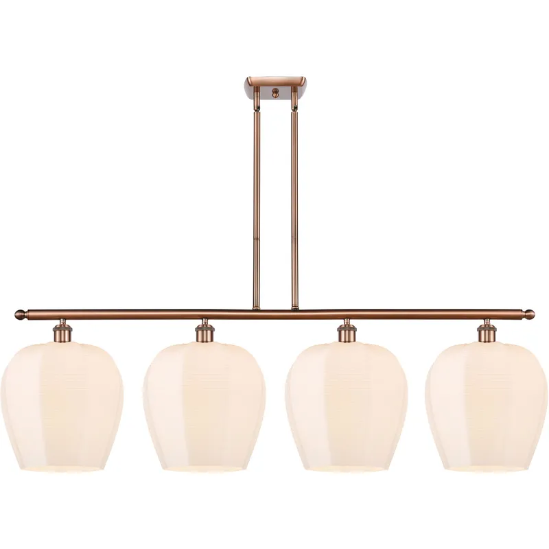 Ballston Norfolk 4 Light 50 inch Antique Copper Island Light Ceiling Light in Matte White Glass