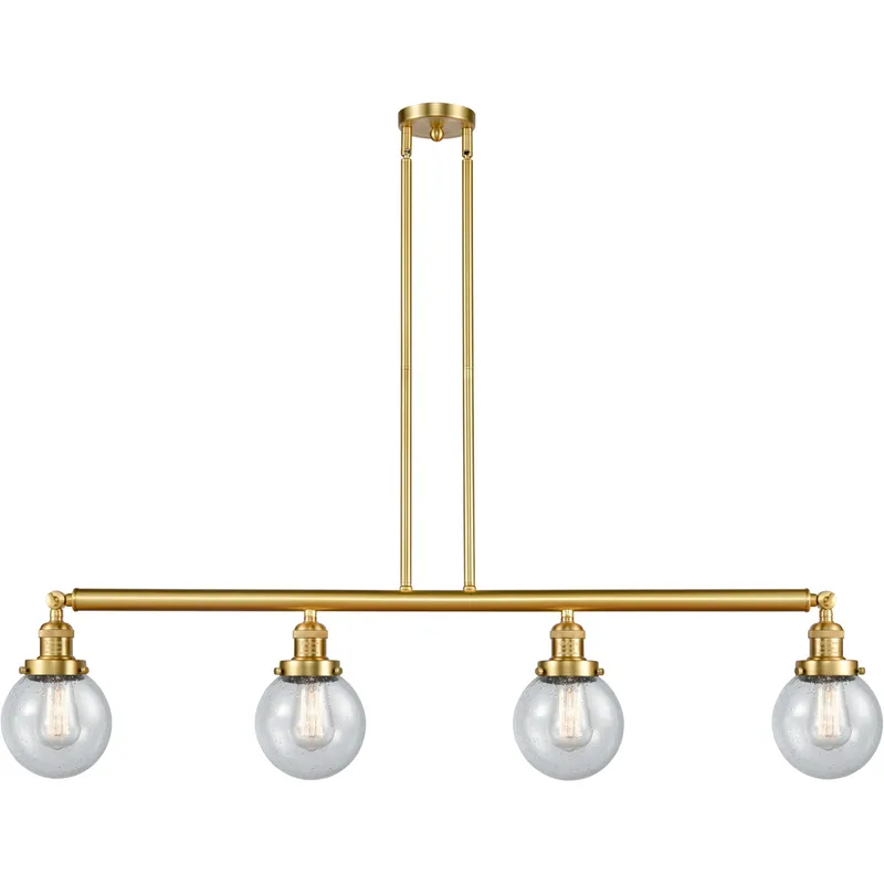 Franklin Restoration Beacon LED 50.63 inch Satin Gold Island Light Ceiling Light in Seedy Glass, Franklin Restoration