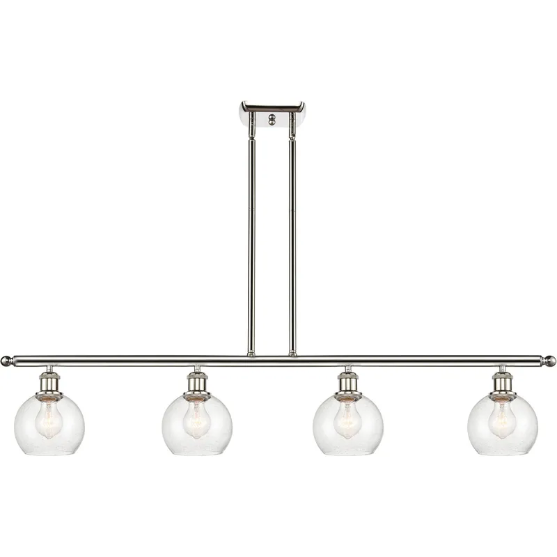 Ballston Athens LED 48 inch Polished Nickel Island Light Ceiling Light in Seedy Glass