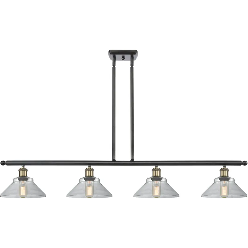 Ballston Orwell 4 Light 48 inch Black Antique Brass Island Light Ceiling Light in Clear Glass, Ballston