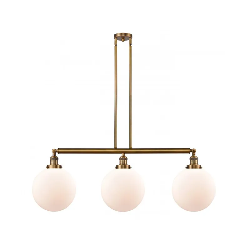 Franklin Restoration X-Large Beacon LED 42 inch Brushed Brass Island Light Ceiling Light in Matte White Glass, Franklin Restoration