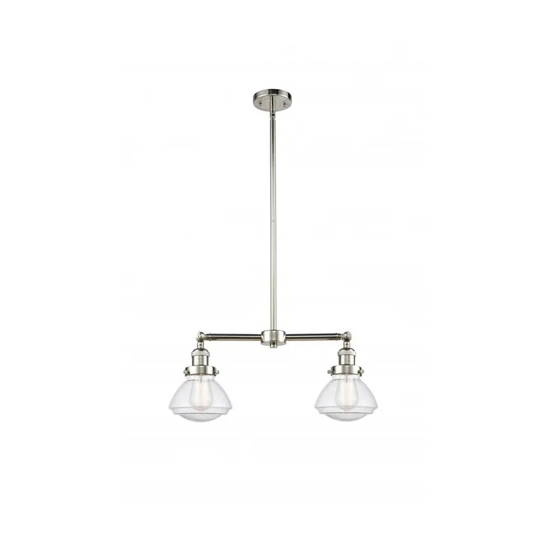 Franklin Restoration Olean 2 Light 22 inch Polished Nickel Island Light Ceiling Light in Seedy Glass, Franklin Restoration