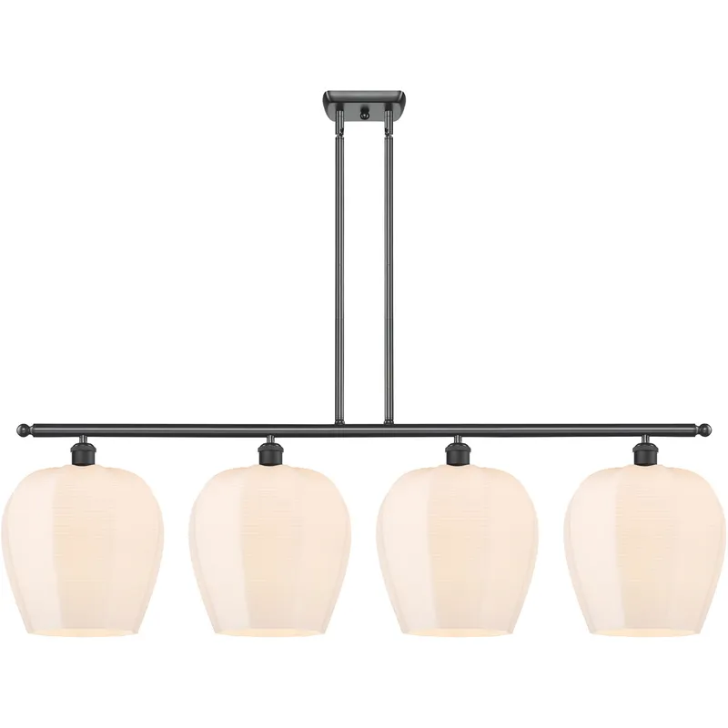 Ballston Norfolk 4 Light 50 inch Matte Black Island Light Ceiling Light in Matte White Glass
