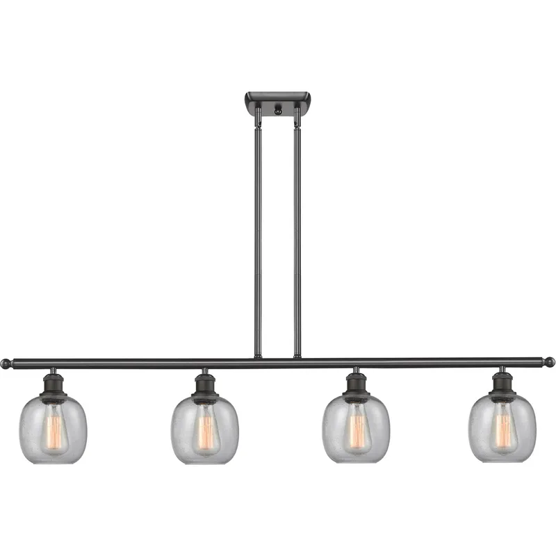 Ballston Belfast 4 Light 48 inch Oil Rubbed Bronze Island Light Ceiling Light in Seedy Glass, Ballston