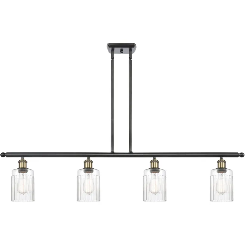 Ballston Hadley LED 48 inch Black Antique Brass Island Light Ceiling Light in Clear Glass, Ballston