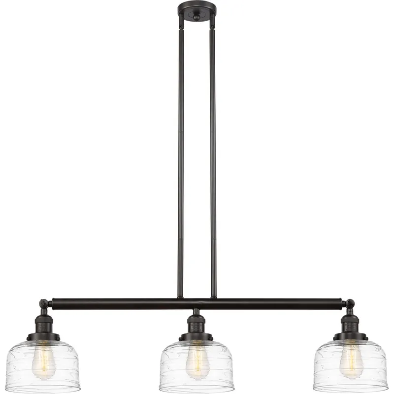 Franklin Restoration Bell LED 40.5 inch Oil Rubbed Bronze Island Light Ceiling Light in Clear Deco Swirl Glass