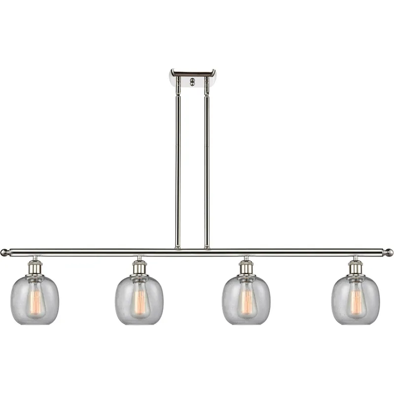 Ballston Belfast 4 Light 48 inch Polished Nickel Island Light Ceiling Light in Seedy Glass, Ballston