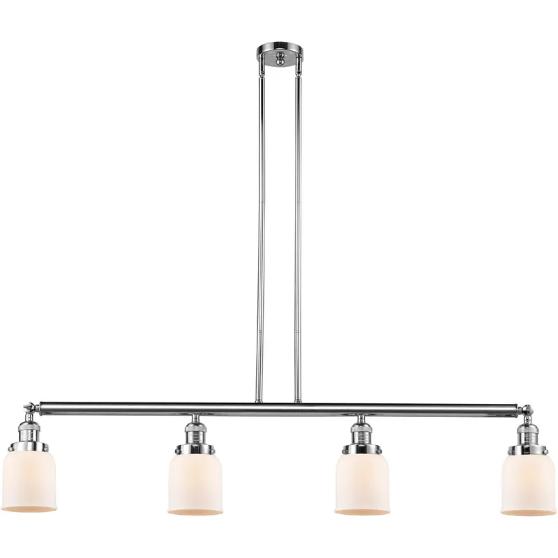 Franklin Restoration Small Bell 4 Light 49.63 inch Polished Chrome Island Light Ceiling Light in Matte White Glass, Franklin Restoration