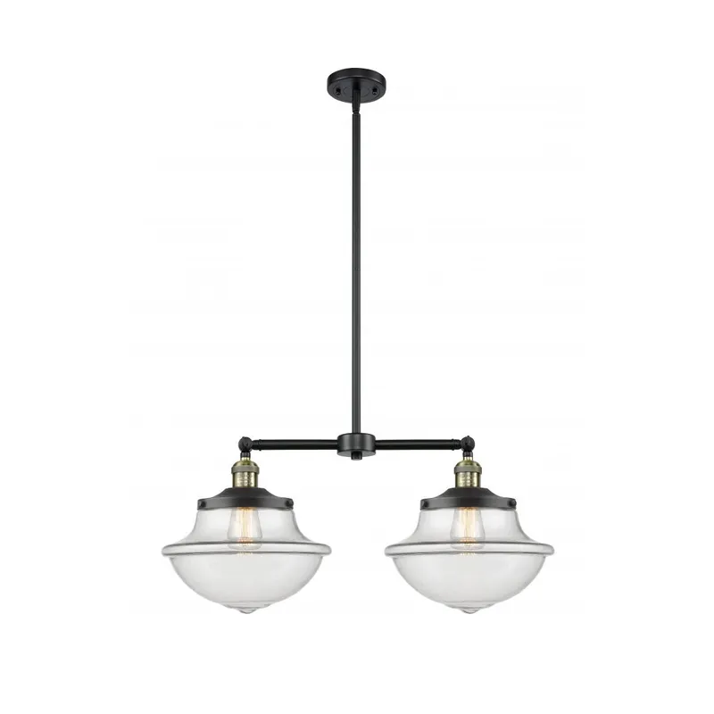 Franklin Restoration Large Oxford LED 25 inch Black Antique Brass Chandelier Ceiling Light in Clear Glass, Franklin Restoration