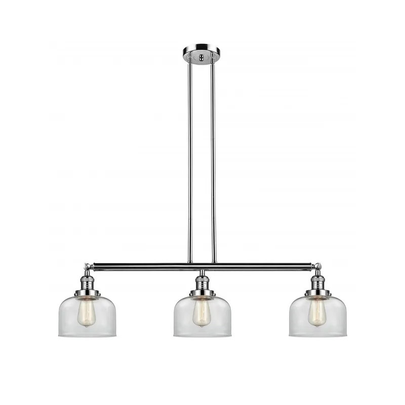 Franklin Restoration Large Bell LED 41 inch Polished Nickel Island Light Ceiling Light in Clear Glass, Franklin Restoration