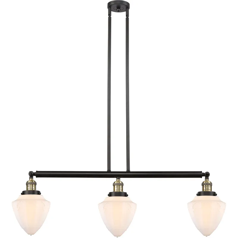 Franklin Restoration Bullet 3 Light 38 inch Black Antique Brass Island Light Ceiling Light