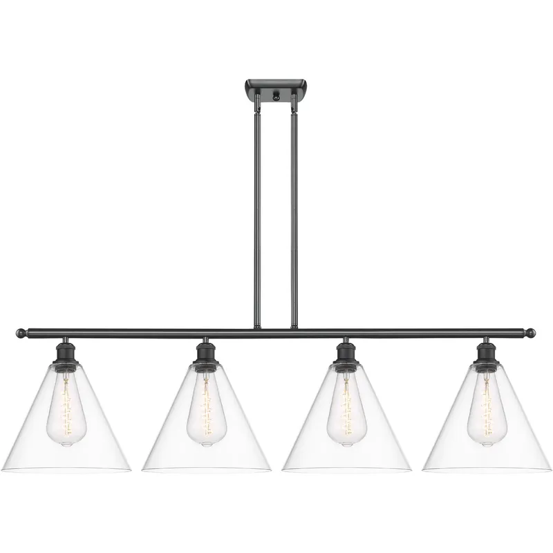 Ballston Ballston Cone LED 50.25 inch Matte Black Island Light Ceiling Light in Clear Glass