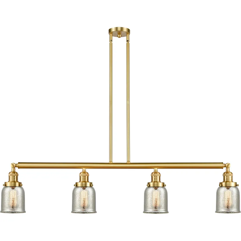 Franklin Restoration Small Bell 4 Light 49.63 inch Satin Gold Island Light Ceiling Light in Silver Plated Mercury Glass, Franklin Restoration