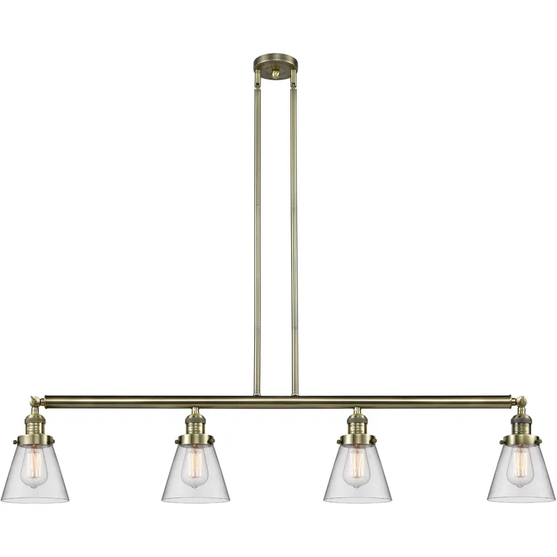 Franklin Restoration Small Cone LED 50.88 inch Antique Brass Island Light Ceiling Light in Clear Glass, Franklin Restoration