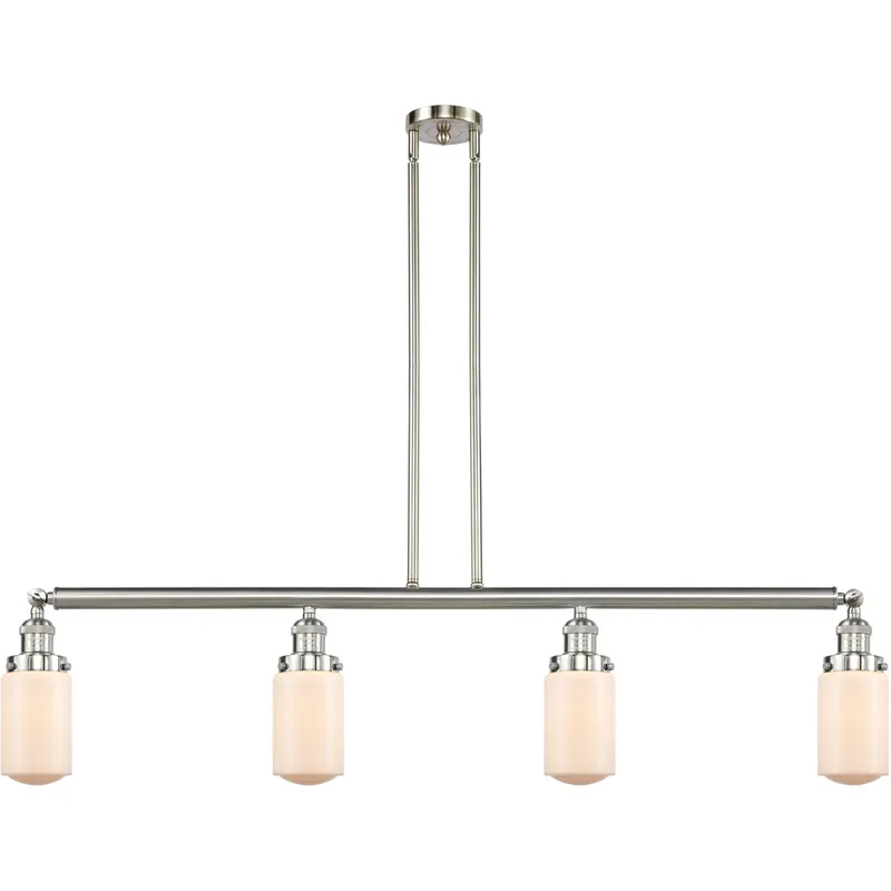 Franklin Restoration Dover LED 49.13 inch Brushed Satin Nickel Island Light Ceiling Light in Matte White Glass, Franklin Restoration
