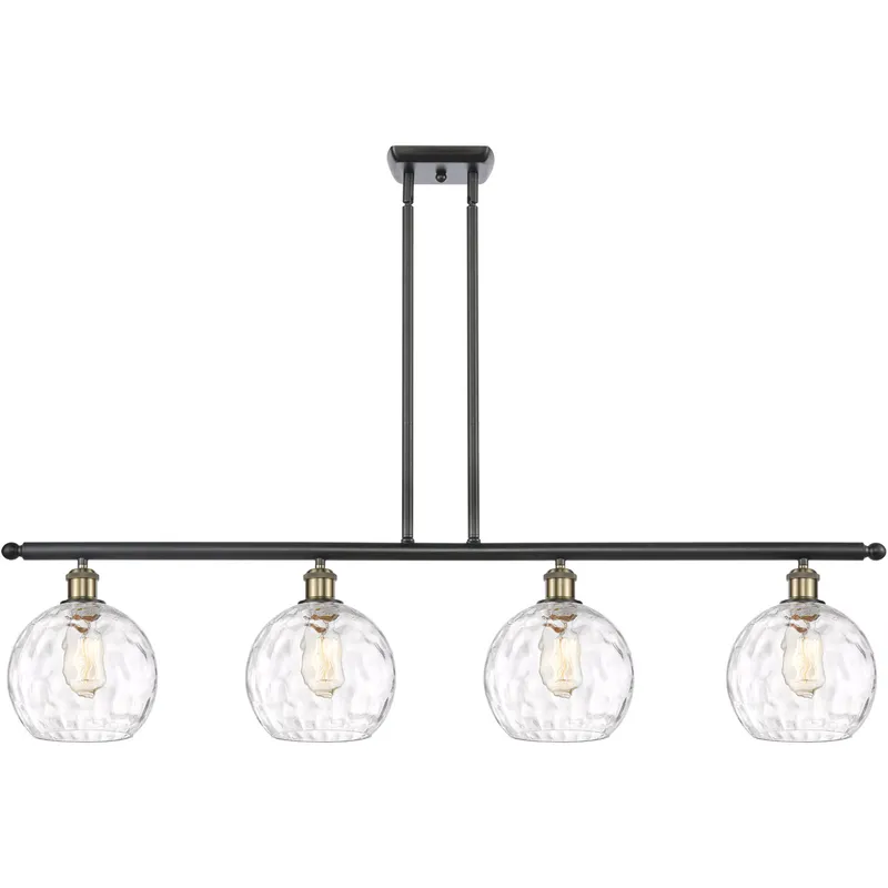 Ballston Athens Water Glass 4 Light 48 inch Black Antique Brass Island Light Ceiling Light