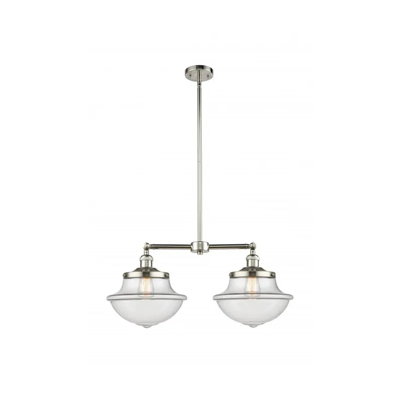 Franklin Restoration Large Oxford 2 Light 25 inch Polished Nickel Island Light Ceiling Light in Clear Glass, Franklin Restoration