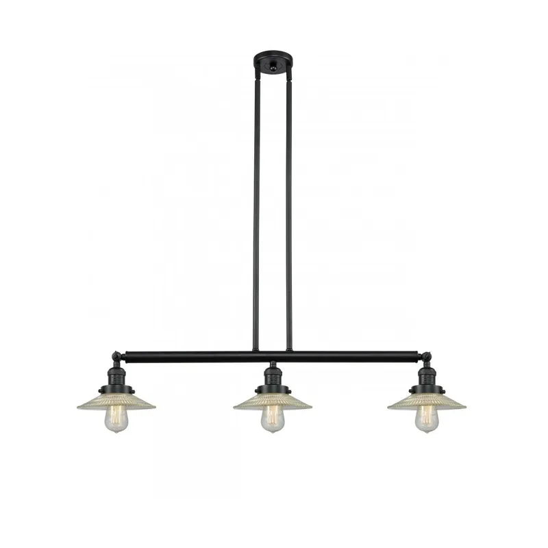Franklin Restoration Halophane 3 Light 41 inch Matte Black Island Light Ceiling Light in Clear Halophane Glass, Franklin Restoration