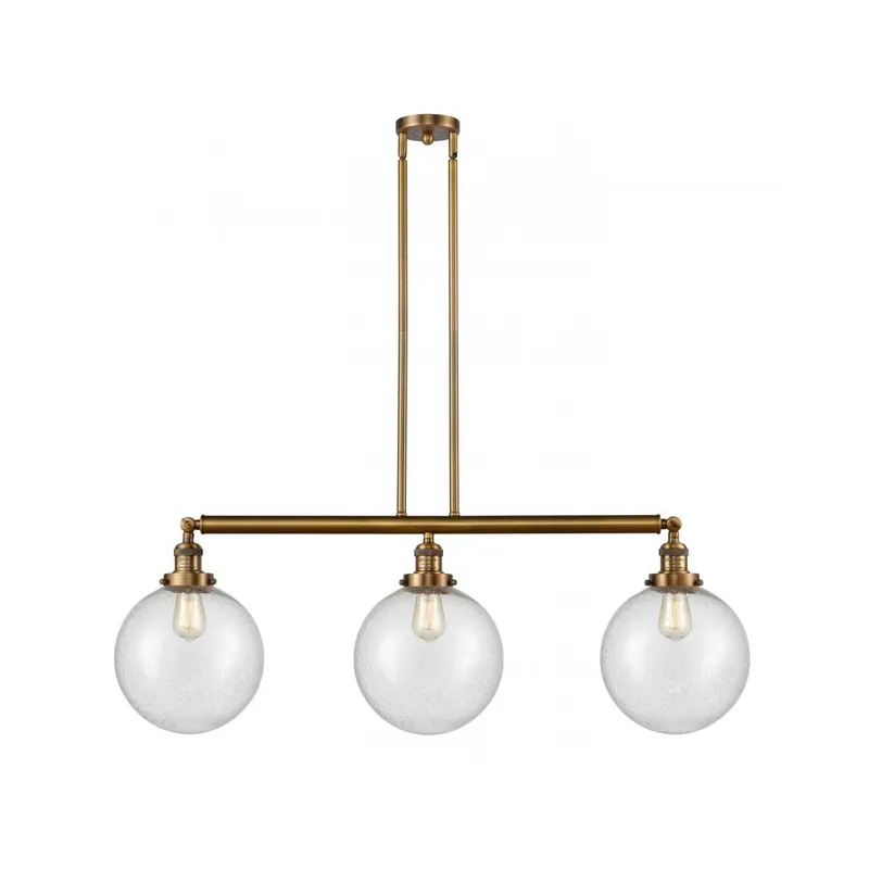 Franklin Restoration X-Large Beacon LED 42 inch Brushed Brass Island Light Ceiling Light in Seedy Glass, Franklin Restoration