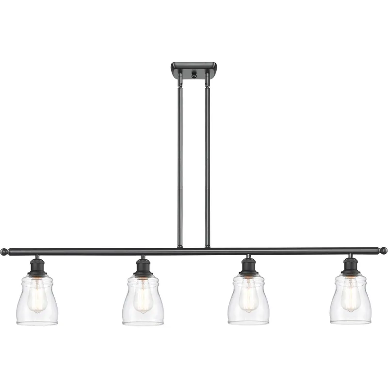 Ballston Ellery LED 48 inch Matte Black Island Light Ceiling Light in Clear Glass, Ballston