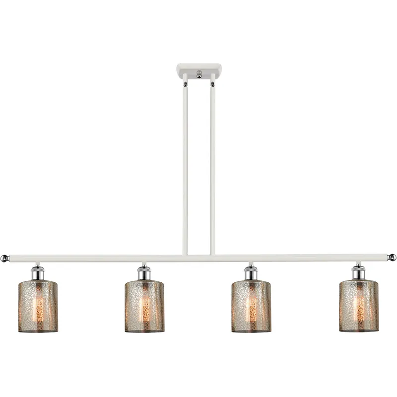 Ballston Cobbleskill LED 48 inch White and Polished Chrome Island Light Ceiling Light in Mercury Glass, Ballston