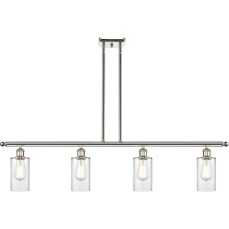 Ballston Clymer LED 48 inch Polished Nickel Island Light Ceiling Light in Clear Glass, Ballston