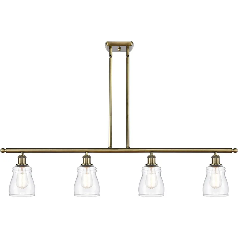 Ballston Ellery LED 48 inch Antique Brass Island Light Ceiling Light in Clear Glass, Ballston