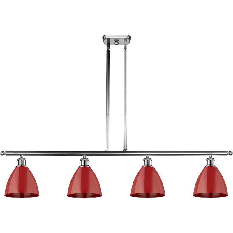 Ballston Plymouth Dome LED 48 inch Brushed Satin Nickel Island Light Ceiling Light in Matte Red