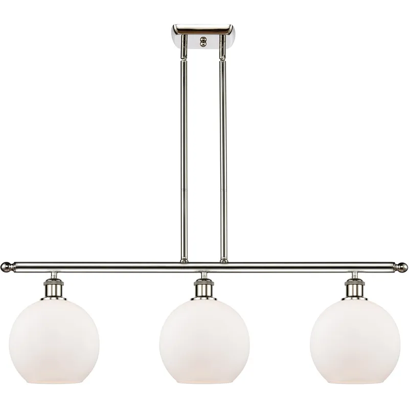 Ballston Athens 3 Light 36 inch Polished Nickel Island Light Ceiling Light in Matte White Glass, Ballston