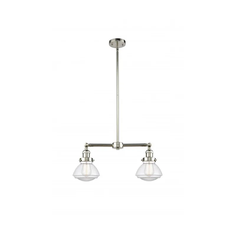 Franklin Restoration Olean 2 Light 22 inch Polished Nickel Island Light Ceiling Light in Clear Glass, Franklin Restoration