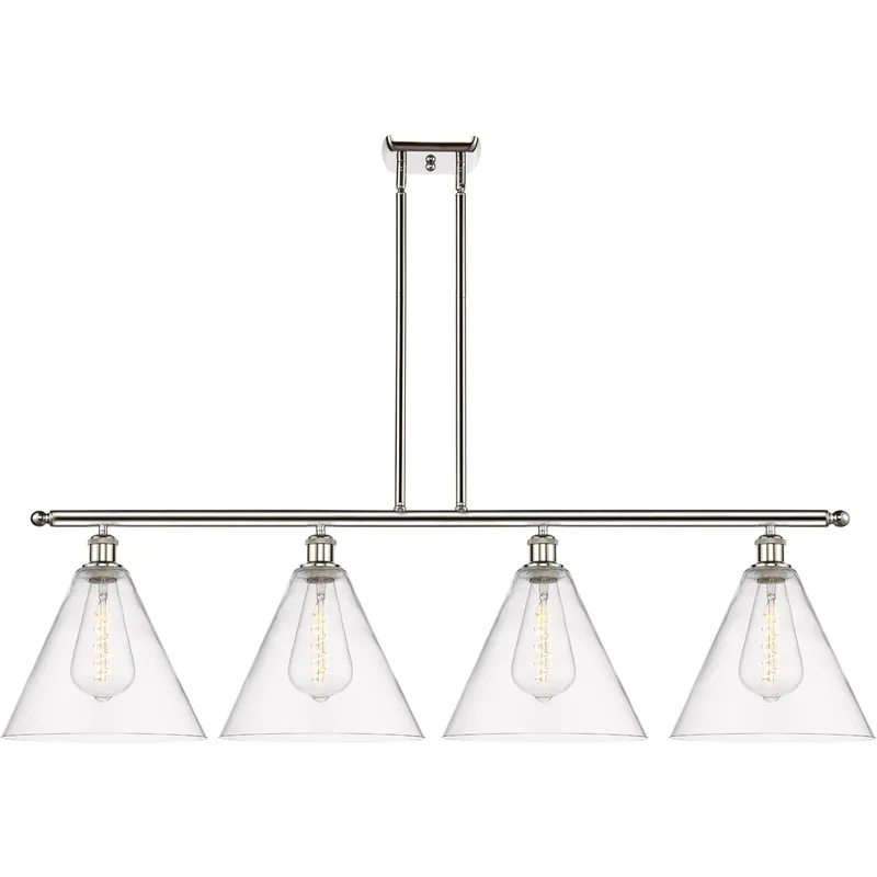 Ballston Ballston Cone LED 50.25 inch Brushed Satin Nickel Island Light Ceiling Light in Clear Glass