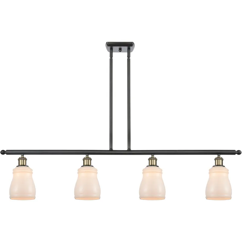 Ballston Ellery LED 48 inch Black Antique Brass Island Light Ceiling Light in White Glass, Ballston
