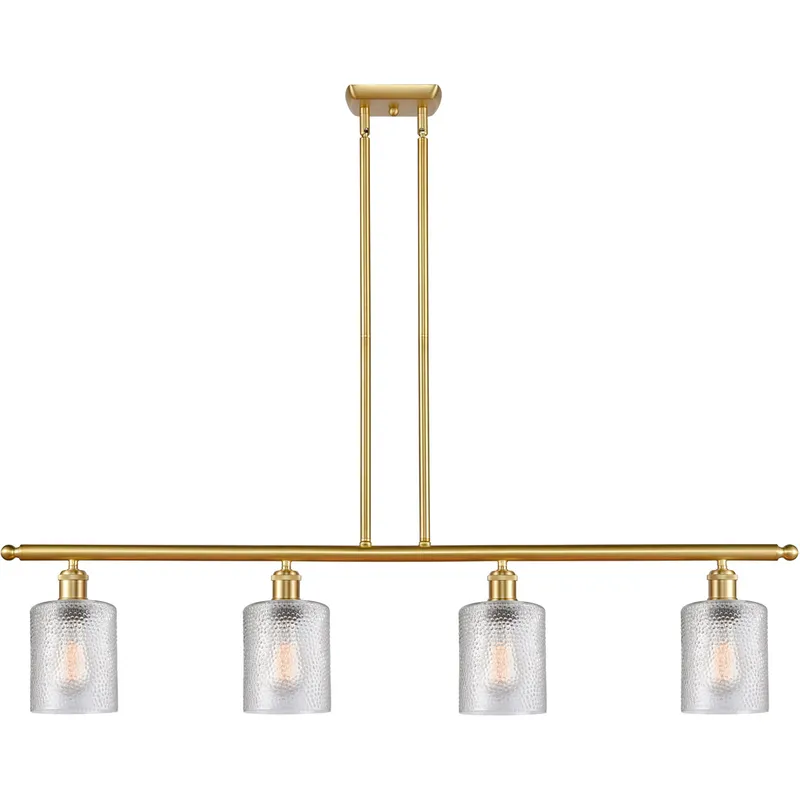 Ballston Cobbleskill LED 48 inch Satin Gold Island Light Ceiling Light in Clear Glass, Ballston