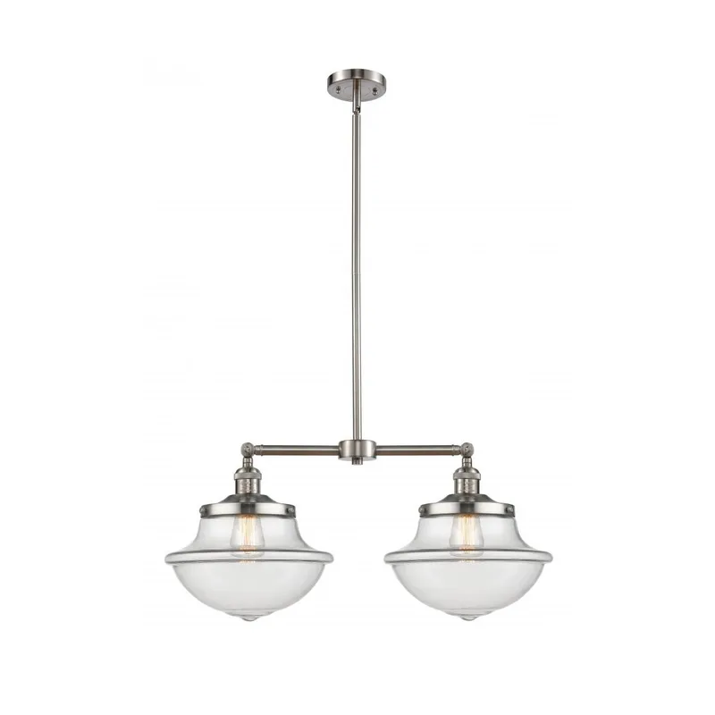 Franklin Restoration Large Oxford 2 Light 25 inch Brushed Satin Nickel Island Light Ceiling Light in Clear Glass, Franklin Restoration