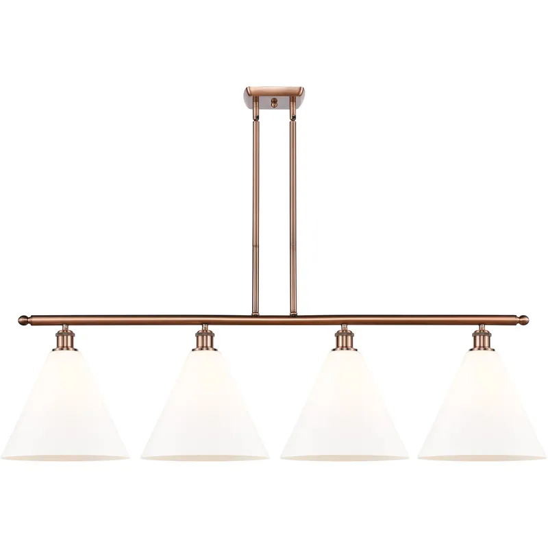 Ballston Ballston Cone LED 50.25 inch Antique Copper Island Light Ceiling Light in Matte White Glass