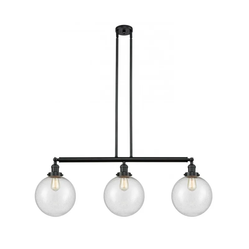 Franklin Restoration X-Large Beacon LED 42 inch Matte Black Island Light Ceiling Light in Seedy Glass, Franklin Restoration