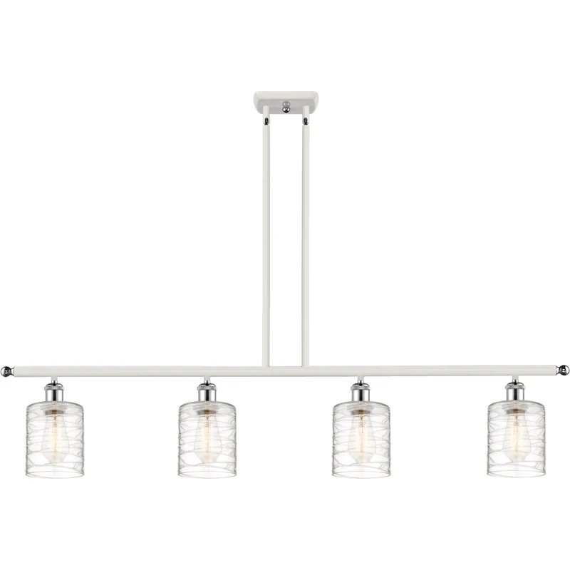 Ballston Cobbleskill LED 48 inch White and Polished Chrome Island Light Ceiling Light in Deco Swirl Glass