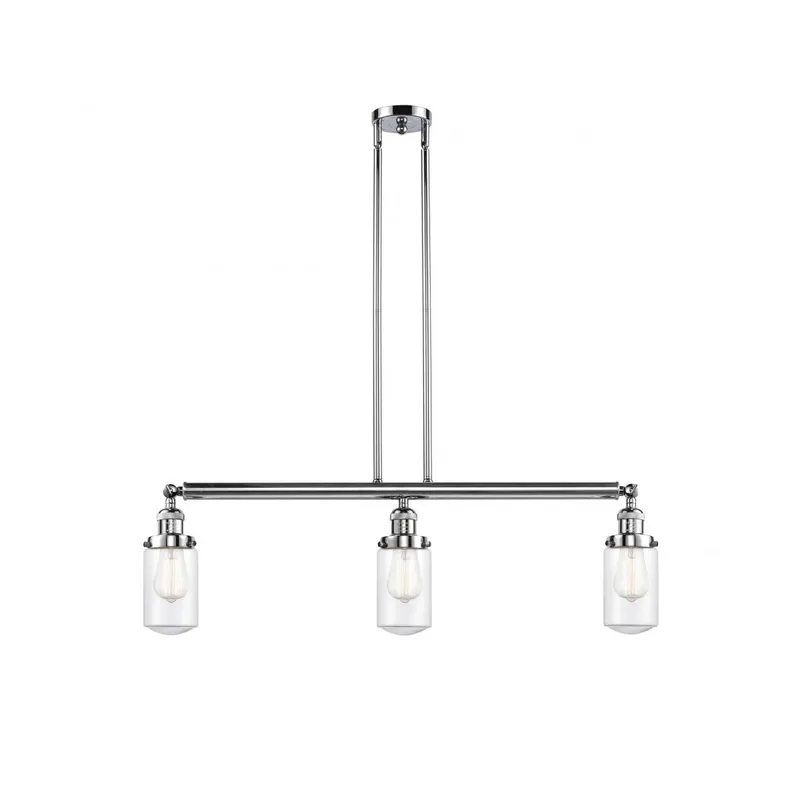 Franklin Restoration Dover 3 Light 37 inch Polished Chrome Island Light Ceiling Light in Clear Glass, Franklin Restoration